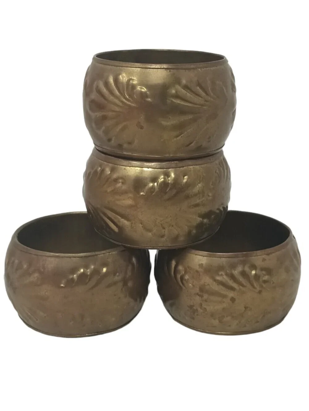 Vintage Enameled Brass Napkin Rings Made In India Set Of 4